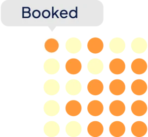 Seating chart visualization with 'Booked' label, showcasing reserved seats in an event ticketing system for efficient event planning and management.
