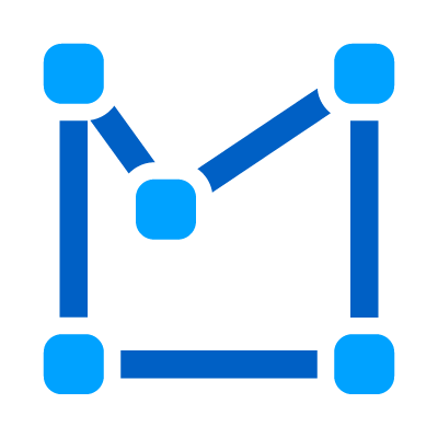 Icon representing nodes and connections, symbolizing customizable venue seating chart design tools for event planning and ticketing solutions.